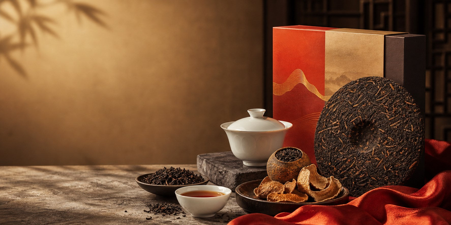 Citrus peel, tea and a warm cup set for a quiet tea ritual